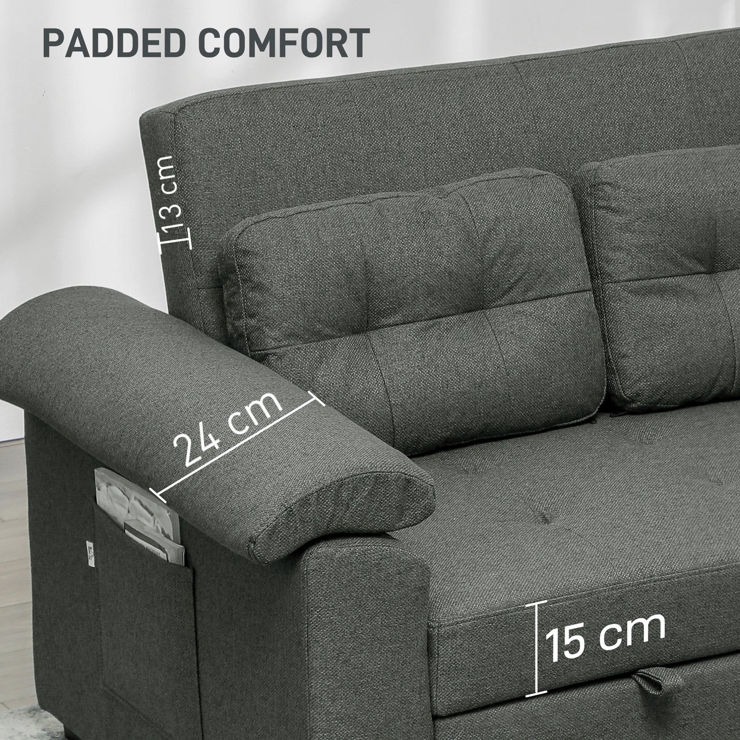 Click Clack Sofa Bed 2 Seater Sofa Bed for Living Room Charcoal Grey
