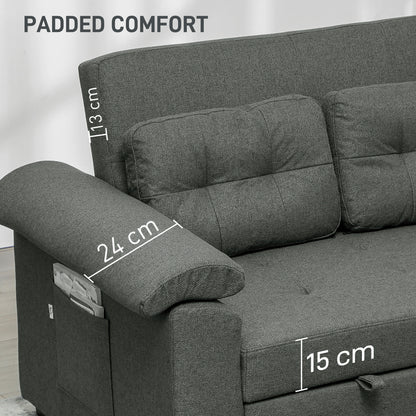 Click Clack Sofa Bed 2 Seater Sofa Bed for Living Room Charcoal Grey