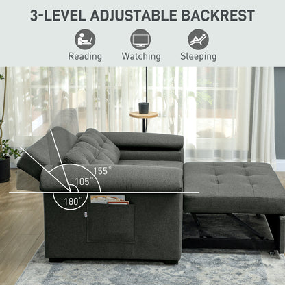 Click Clack Sofa Bed 2 Seater Sofa Bed for Living Room Charcoal Grey