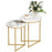 Nesting Coffee Table Set of 2 with Metal Frame, Gold Tone