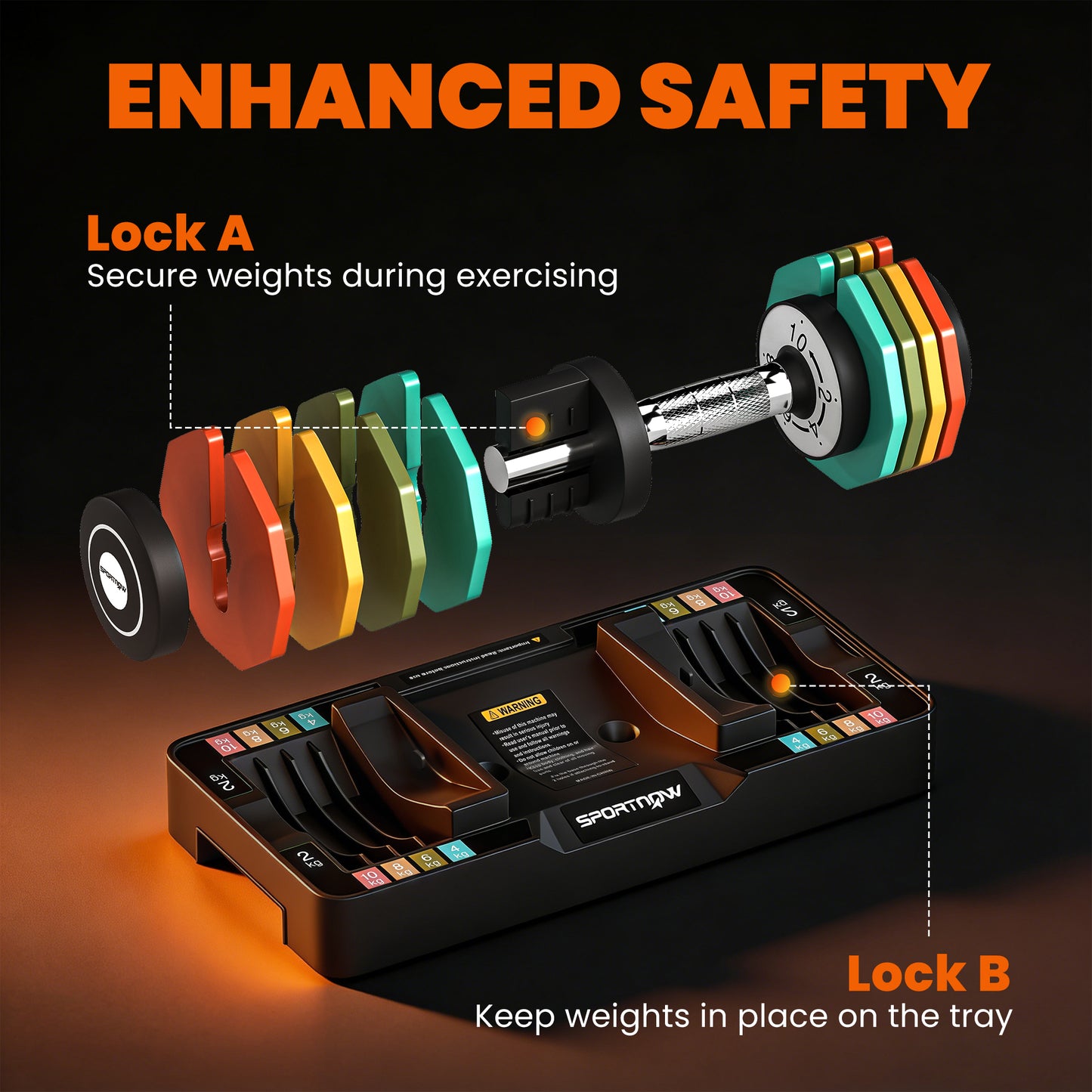 20 kg Adjustable Dumbbells Set with Safety Locking Mechanism
