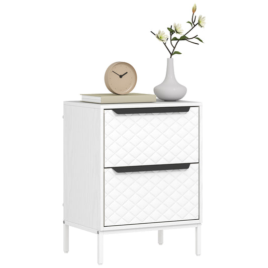 Chest of Drawers, 2 Fabric Drawer Dresser, Aluminium Handles, White