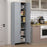 Modern Kitchen Cupboard Storage Cabinet with 6 Shelves, Grey