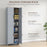 Modern Kitchen Cupboard Storage Cabinet with 6 Shelves, Grey