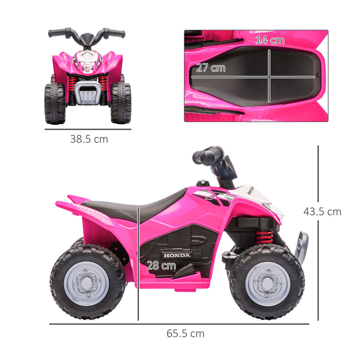 AIYAPLAY Honda Licensed Kids Quad Bike, 6V Electric Ride on Car ATV Toy with LED Horn for 1.5-3 Years, Pink