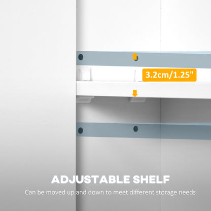 kleankin LED Illuminated Bathroom Mirror Cabinet, Wall-mounted Storage Organizer with Four Open Shelves, Dimmable Touch Switch, White