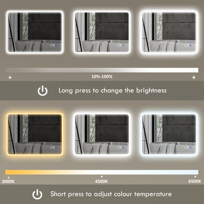 600 x 800 mm Bluetooth Bathroom Mirror with LED Lights Wall Mounted