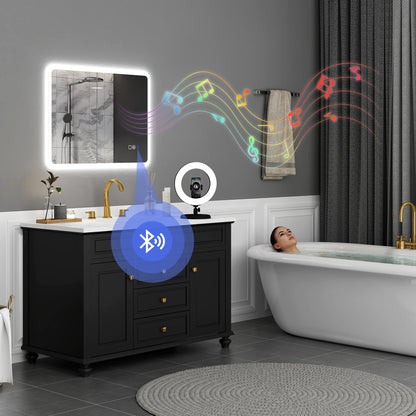 600 x 800 mm Bluetooth Bathroom Mirror with LED Lights Wall Mounted