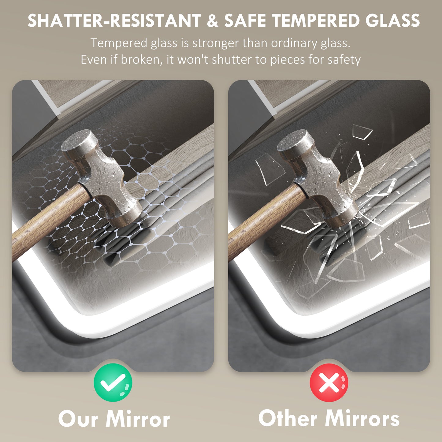 600 x 800 mm Bluetooth Bathroom Mirror with LED Lights Wall Mounted