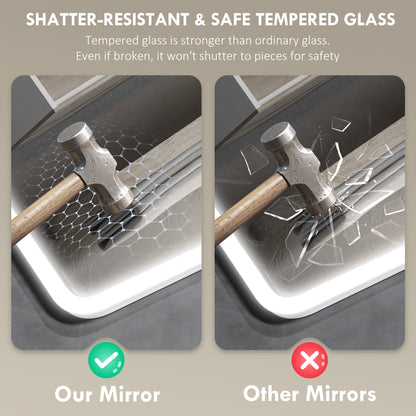 600 x 800 mm Bluetooth Bathroom Mirror with LED Lights Wall Mounted