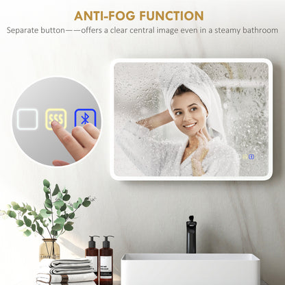 600 x 800 mm Bluetooth Bathroom Mirror with LED Lights Wall Mounted