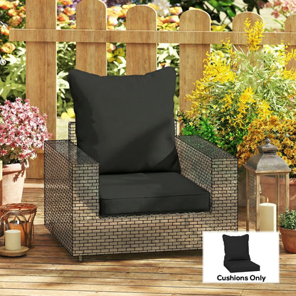 Garden Chair Cushion with Seat & Back Pad, CUSHION ONLY, Black