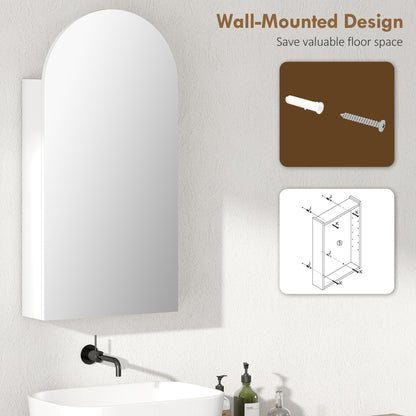 Bathroom Mirror Cabinet with Adjustable Glass Shelves, White