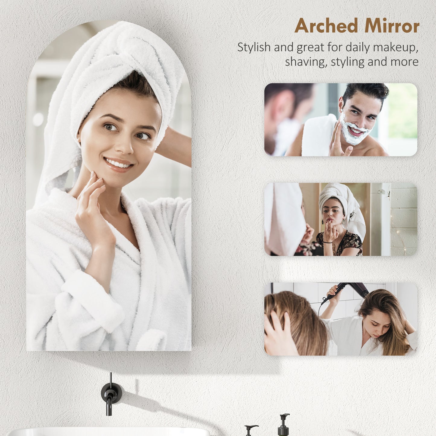 Bathroom Mirror Cabinet with Adjustable Glass Shelves, White