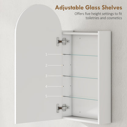 Bathroom Mirror Cabinet with Adjustable Glass Shelves, White