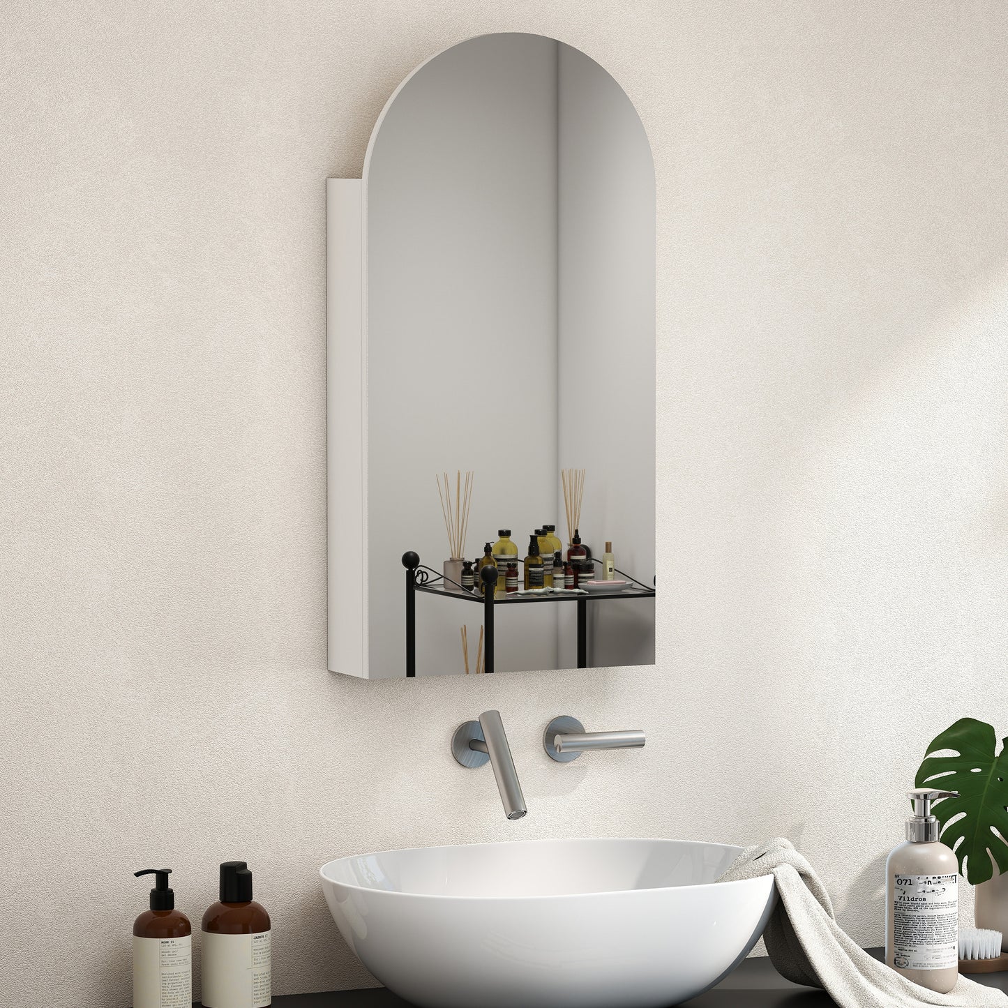 Bathroom Mirror Cabinet with Adjustable Glass Shelves, White