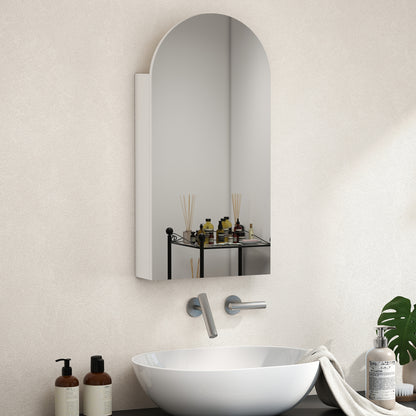 Bathroom Mirror Cabinet with Adjustable Glass Shelves, White
