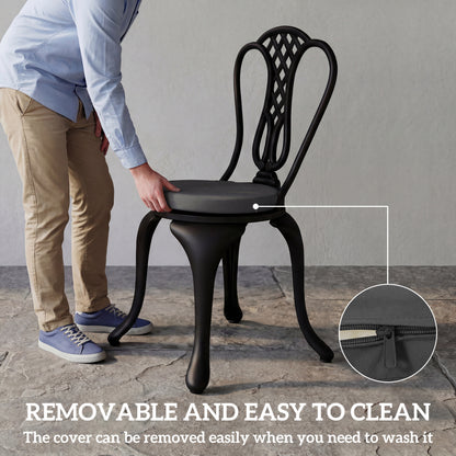 Bistro Chair Cushions, Chair Pads Set of 4, Dark Grey