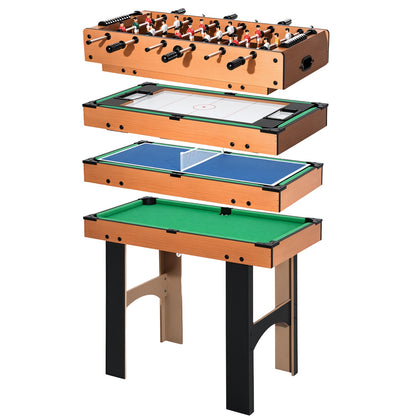 4-in-1 Games Table with Table Football, Pool, Table Tennis and Hockey - Natural