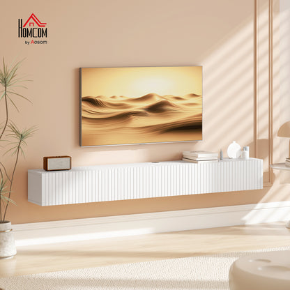 Wall Mount TV Stand Cabinet with Fluted Flip-Down Doors