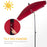 Red Rectangular Garden Parasol Aluminium Sun Umbrella Patio Garden Tilt 2M x 1.25M