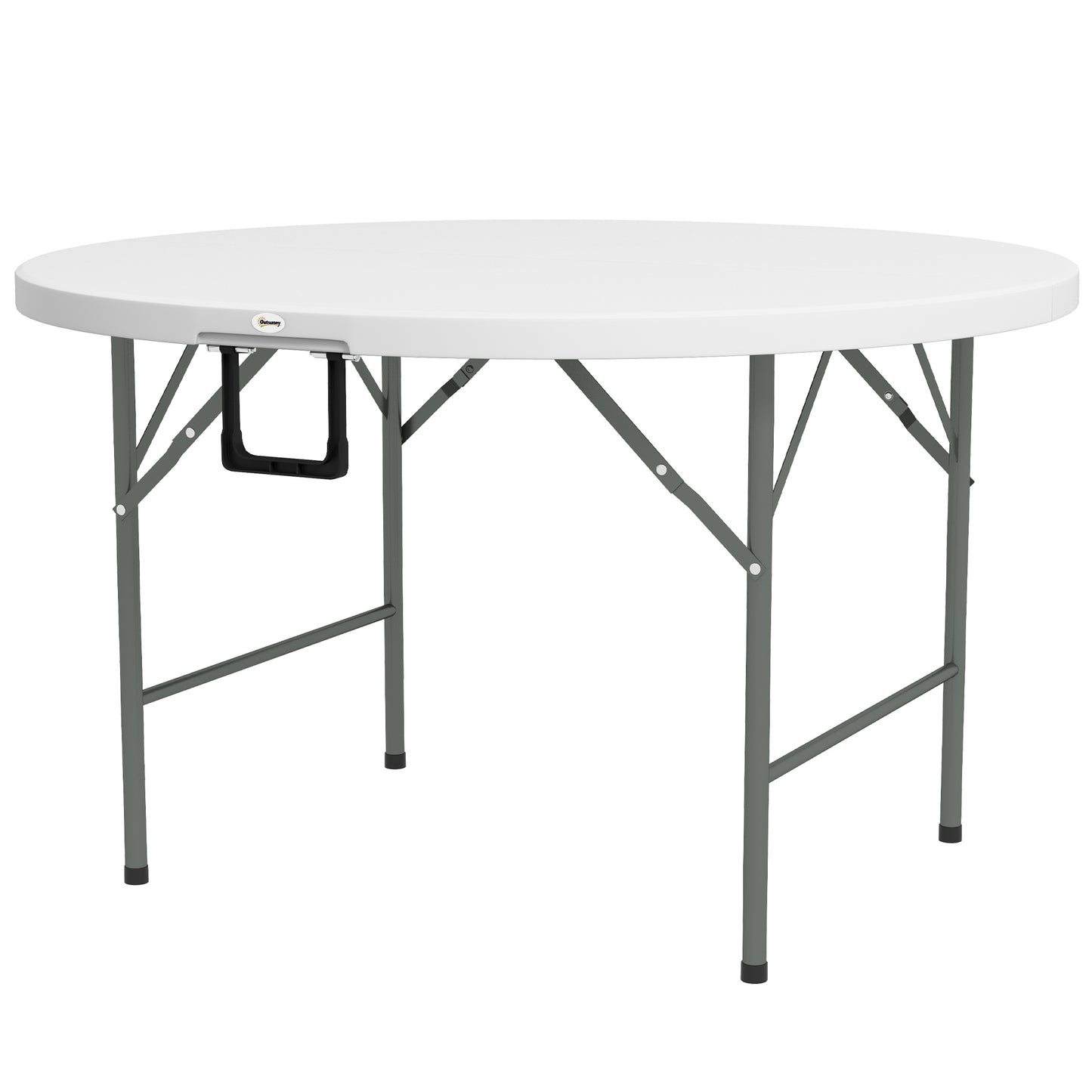 Folding Garden Outdoor Table For 6 - With Metal Frame, White