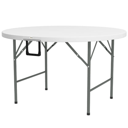 Folding Garden Outdoor Table For 6 - With Metal Frame, White