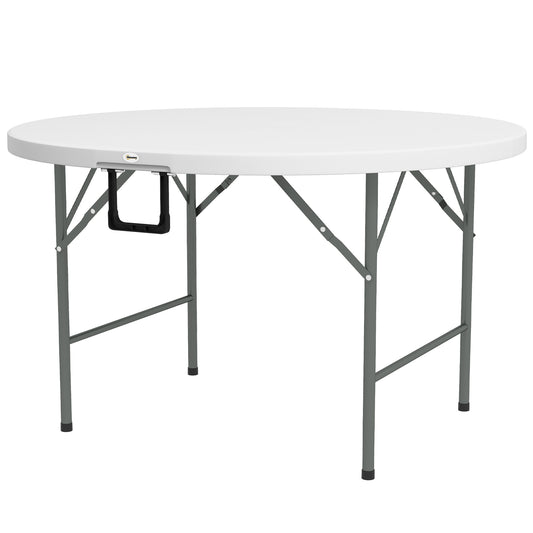 Folding Garden Outdoor Table For 6 - With Metal Frame, White