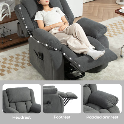 Power Lift Recliner Chair, Reclining Chair with Massage, Grey