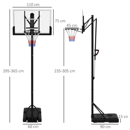 2.35-3.05m Basketball Hoop and Stand with Weighted Base and Wheels