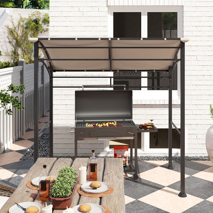 2.2 x 1.5 m BBQ Gazebo Tent Sun Shade with Canopy, Khaki