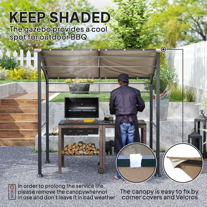 2.2 x 1.5 m BBQ Gazebo Tent Sun Shade with Canopy, Khaki