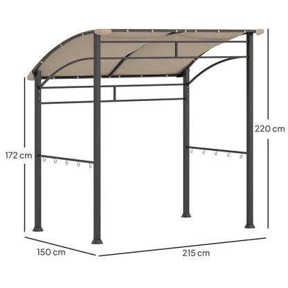 2.2 x 1.5 m BBQ Gazebo Tent Sun Shade with Canopy, Khaki