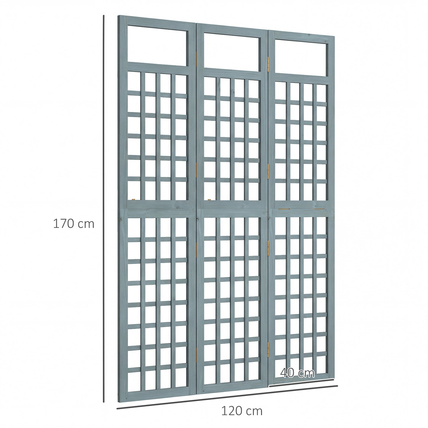 3-Panel Garden Privacy Screen, Foldable Wooden Divider, Grey