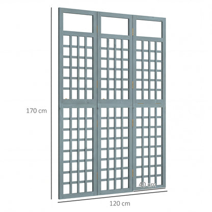 3-Panel Garden Privacy Screen, Foldable Wooden Divider, Grey
