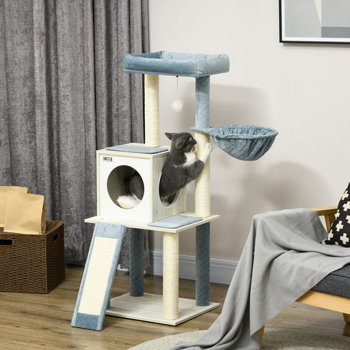 114cm Cat Tree for Indoor Cats, with Scratching Posts, hammock, Bed, House