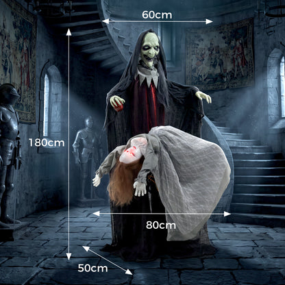 Halloween Animated Standing Witch with Floating Ghost Decoration