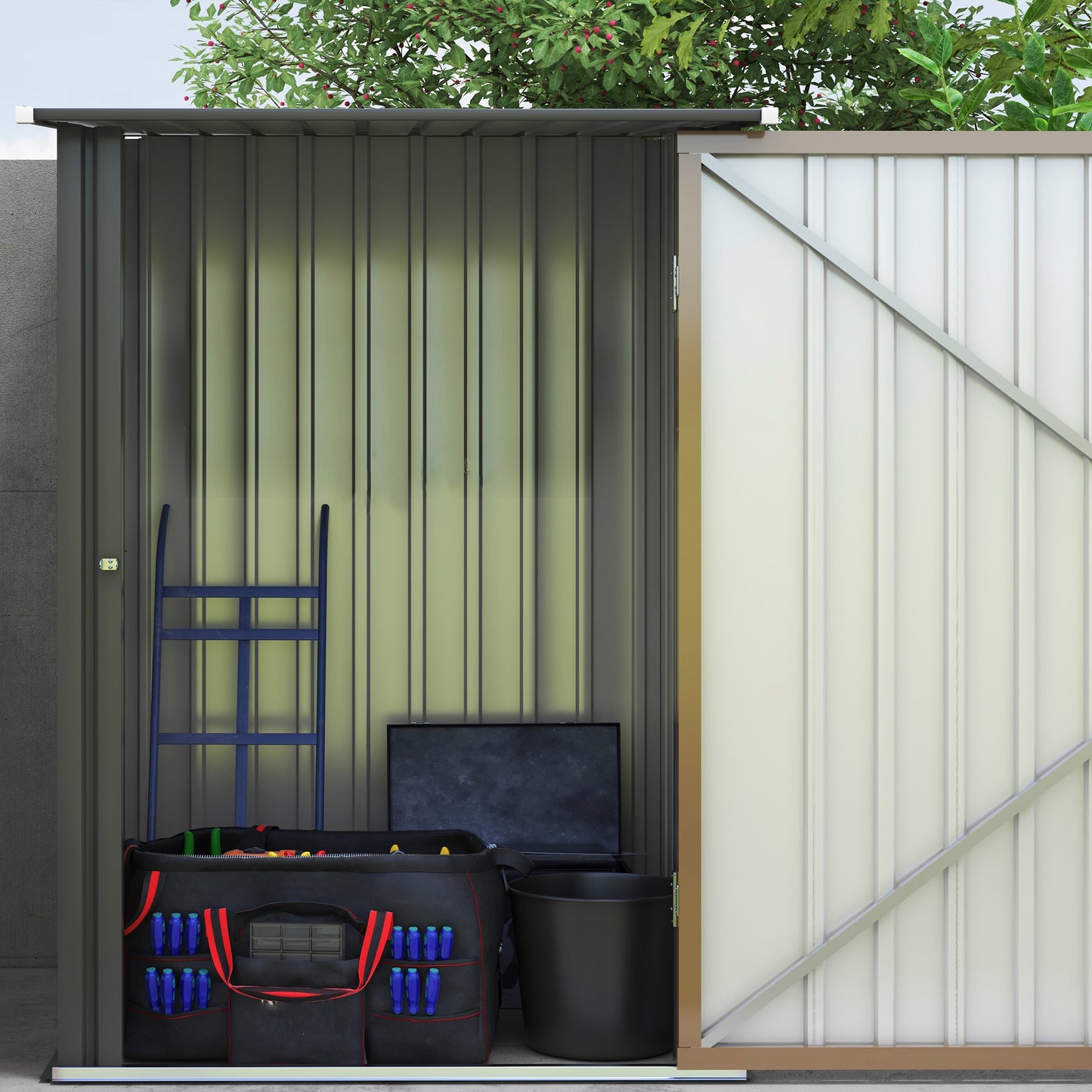 3.3ft x 3.4ft Outdoor Storage Shed Steel Garden Shed w/ Lockable Door