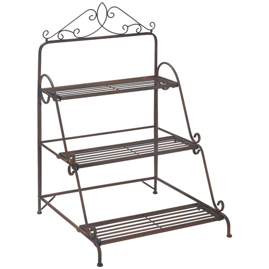 3 Tier Metal Plant Stand, Flower Pot Display Shelf Indoor & Outdoor