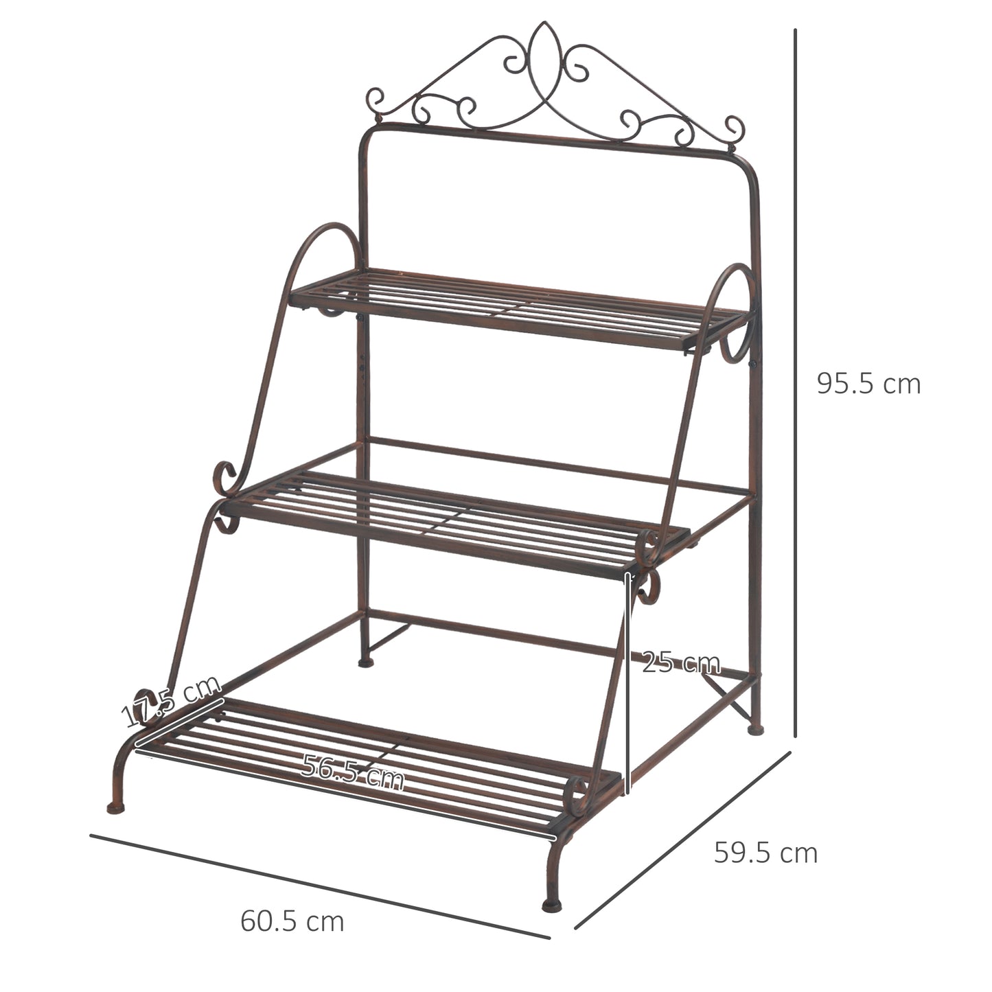 3 Tier Metal Plant Stand, Flower Pot Display Shelf Indoor & Outdoor