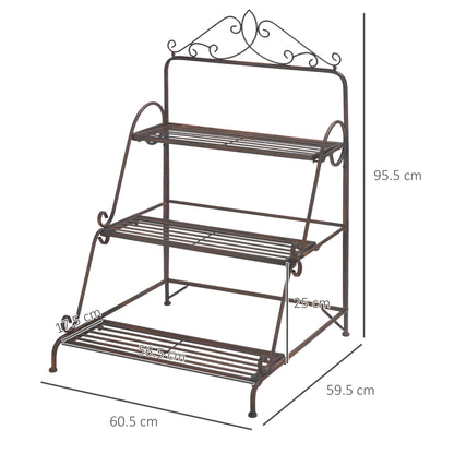 3 Tier Metal Plant Stand, Flower Pot Display Shelf Indoor & Outdoor