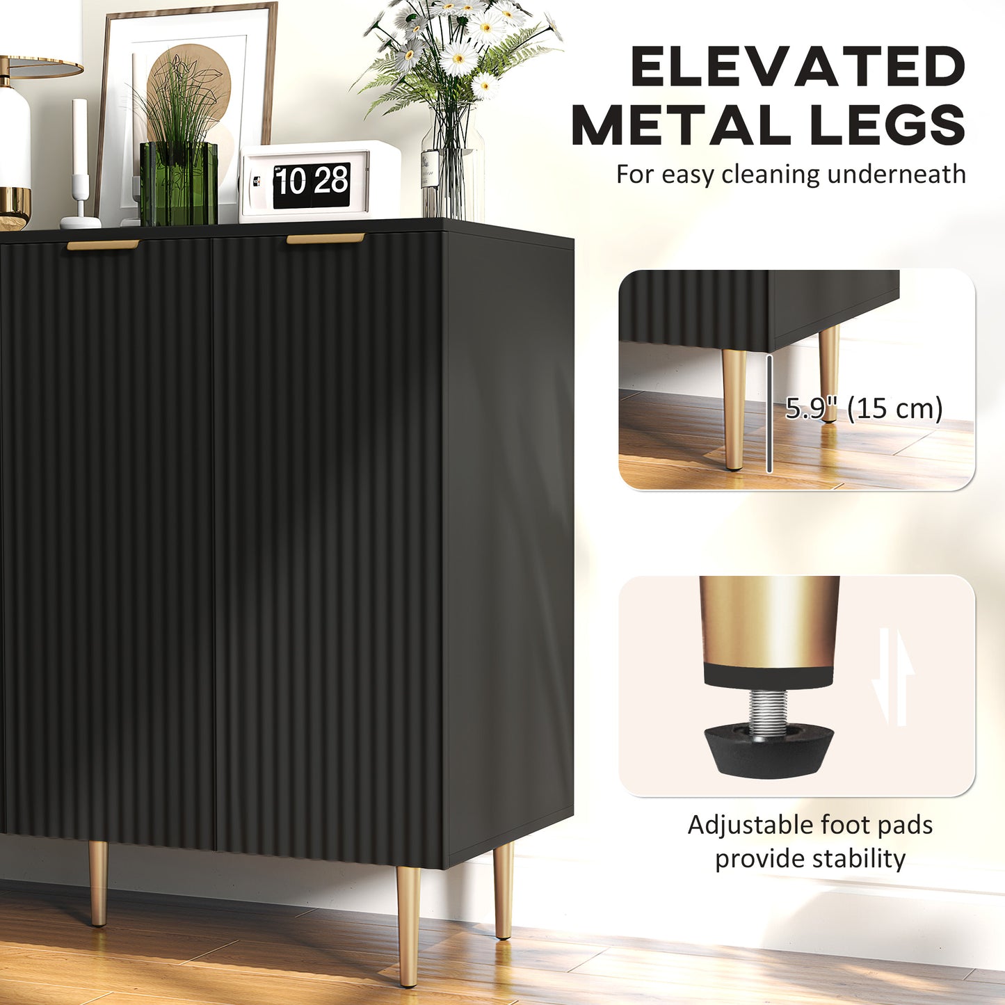 Sideboard Buffet Cabinet with Adjustable Shelves, Black