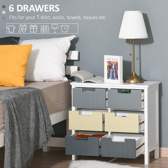 6 Drawer Storage Tower, Dresser Chest with Wood Top, Organizer Unit for Closets Bedroom Nursery Room Hallway