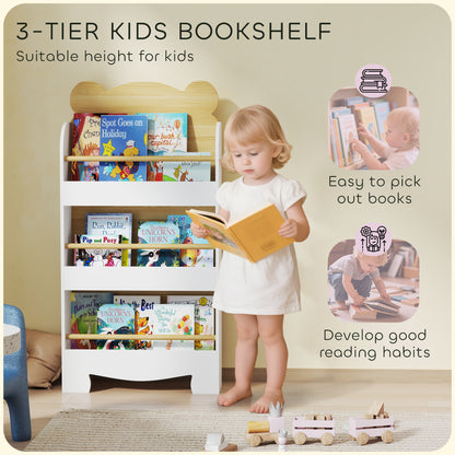 3 Tier Kids Bookshelf Bear Theme Children Bookcase