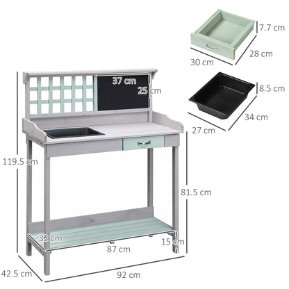 Outdoor Potting Table Bench Workstation with Wood Planting Shelves