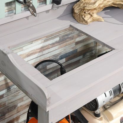 Outdoor Potting Table Bench Workstation with Wood Planting Shelves
