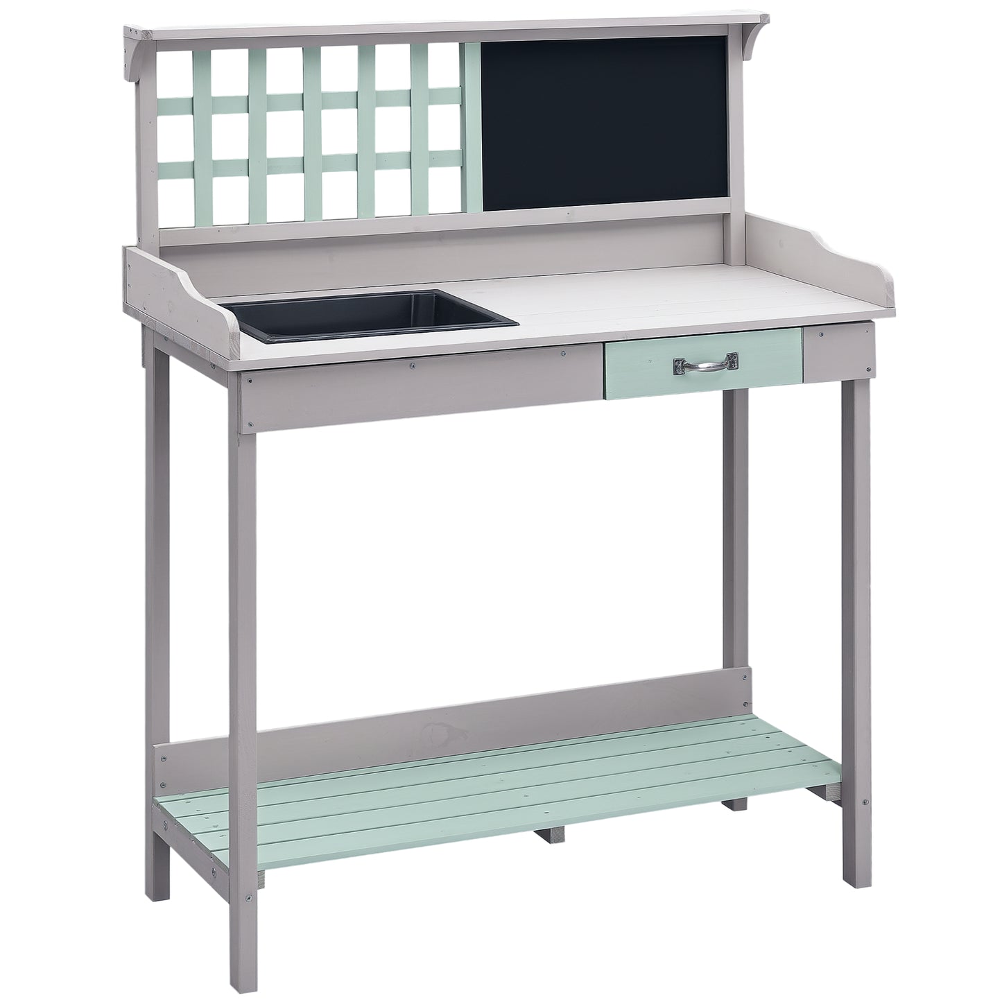 Outdoor Potting Table Bench Workstation with Wood Planting Shelves