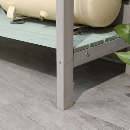 Outdoor Potting Table Bench Workstation with Wood Planting Shelves