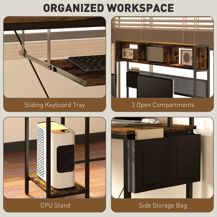 Reversible Corner Desk w/ USB Port, Long Computer Desk for 2 Person