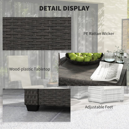 5 PCs Rattan Garden Furniture Set with Reclining Chairs, Brown